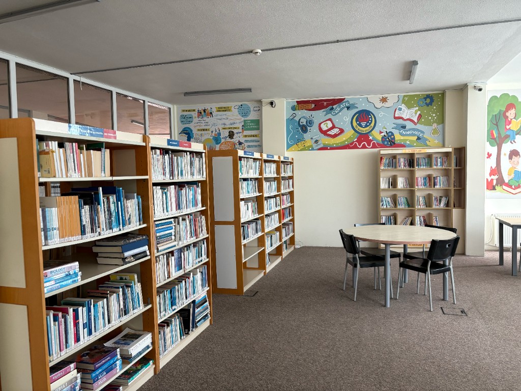 Kütüphane kitaplıkları ve çalışma masası