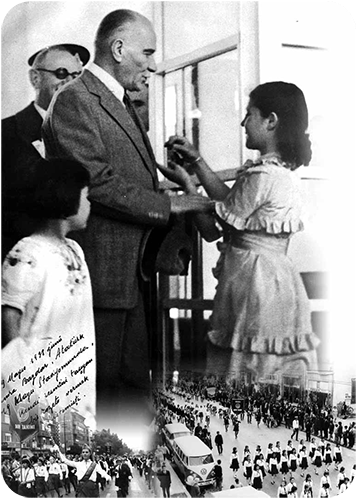 Mustafa Kemal Atatürk with students